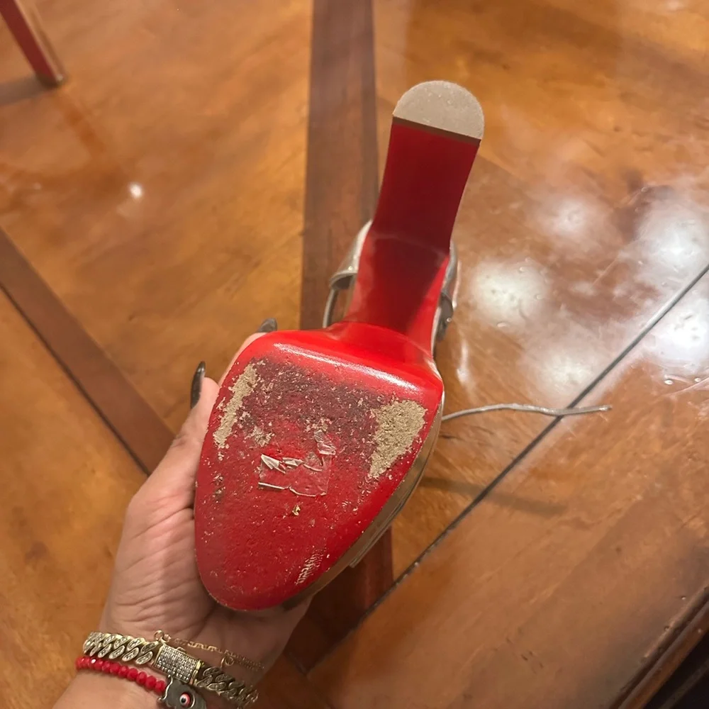 Christian Louboutin Silver and Red Heels - Picture 11 of 15